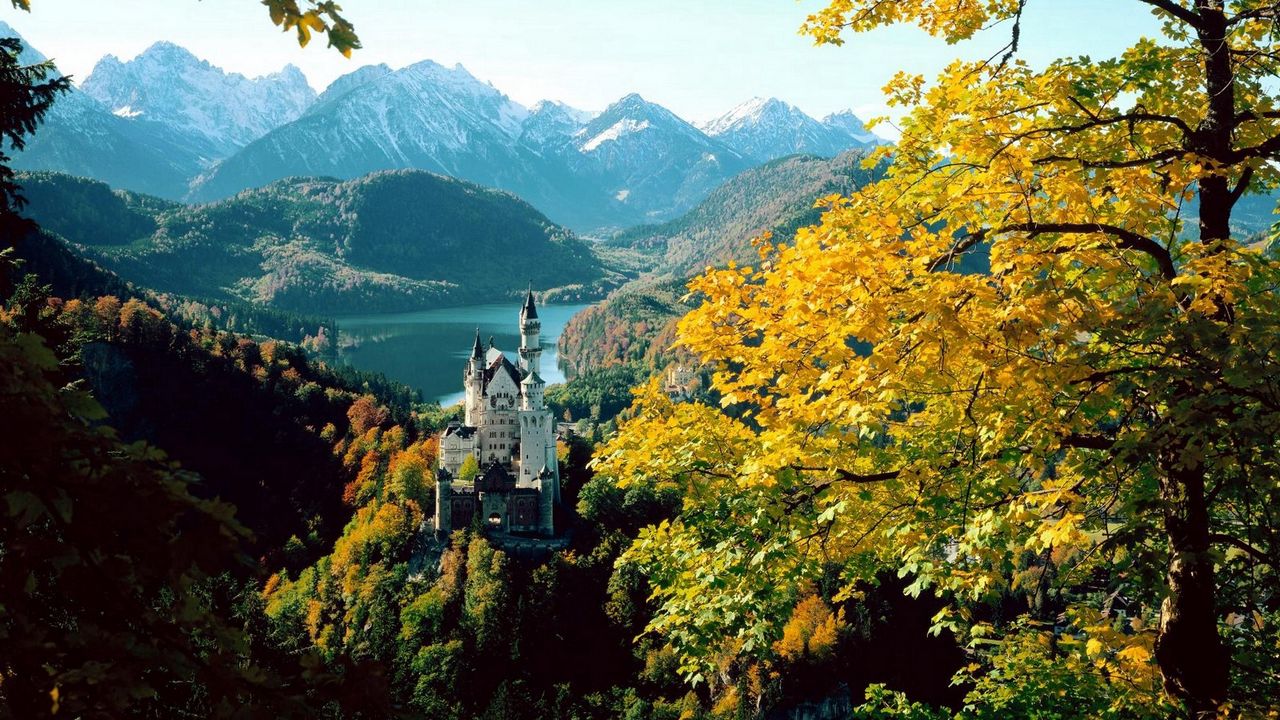 Обои замок, бавария, высота, осень, германия
