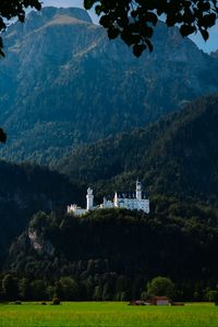 Превью обои замок, деревья, лес, горы, пейзаж
