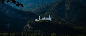Превью обои замок, деревья, лес, горы, пейзаж