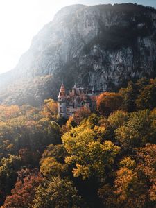 Превью обои замок, деревья, скалы