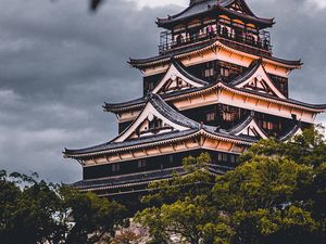 Превью обои замок хиросима, япония, архитектура