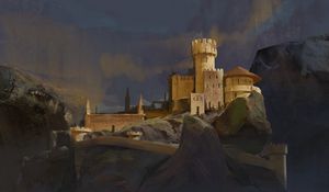 Превью обои замок, крепость, скала, старый, арт