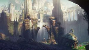Превью обои замок, путник, арт