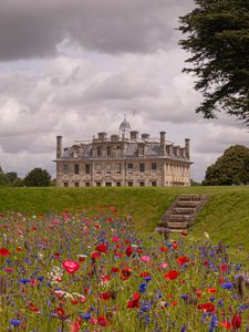 Превью обои замок, здание, башня, цветы