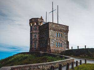 Превью обои замок, здание, дорога, небо