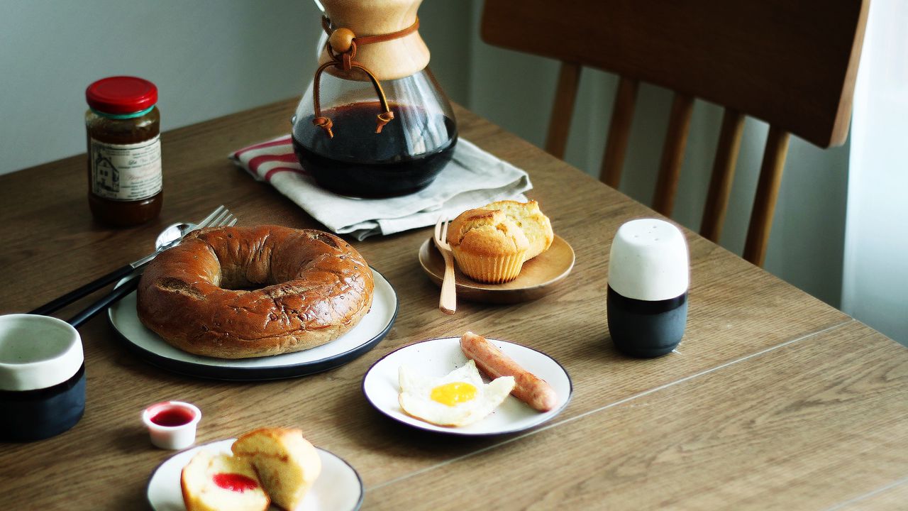 Обои завтрак, яичница, кофе, десерт