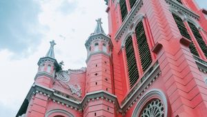 Превью обои здание, архитектура, фасад, розовый