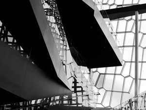 Превью обои здание, архитектура, лестница, чб