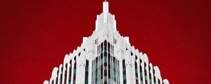 Превью обои здание, архитектура, минимализм, вид снизу, красный