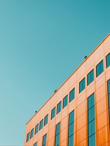 Превью обои здание, архитектура, небо, минимализм, оранжевый