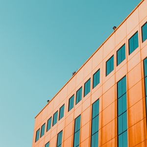 Превью обои здание, архитектура, небо, минимализм, оранжевый