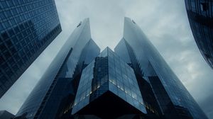 Превью обои здание, архитектура, небоскреб, стекло, вид снизу
