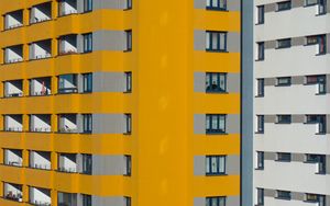 Превью обои здание, архитектура, окна, желтый