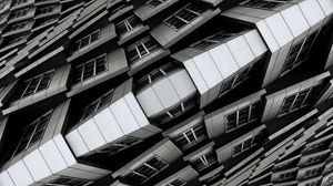 Превью обои здание, архитектура, отражение, иллюзия, черно-белый