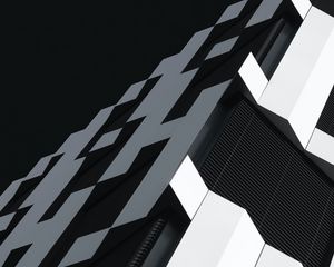 Превью обои здание, архитектура, угол, конструкция, черно-белый