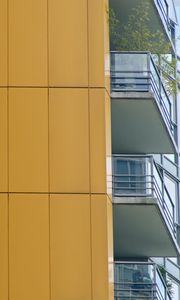 Превью обои здание, балконы, желтый