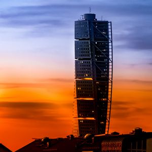 Превью обои здание, башня, закат