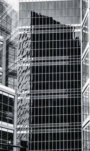 Превью обои здание, фасад, архитектура, окна, чб