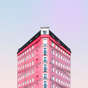 Превью обои здание, фасад, минимализм, розовый, архитектура