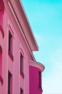 Превью обои здание, фасад, небо, минимализм, розовый, архитектура