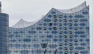 Превью обои здание, фасад, окна, стекла, архитектура, филармония, гамбург, германия