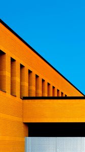 Превью обои здание, минимализм, архитектура, оранжевый