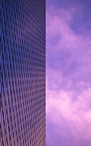 Превью обои здание, небо, минимализм, фиолетовый