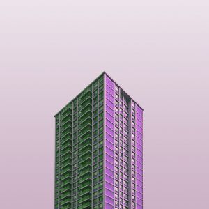 Превью обои здание, небоскреб, фиолетовый, минимализм, архитектура