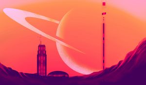 Превью обои здание, небоскреб, город, архитектура, планета, арт