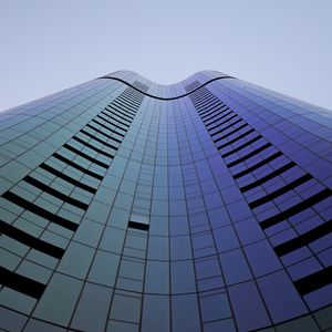 Превью обои здание, вид снизу, фасад, синий