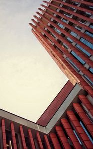 Превью обои здание, вид снизу, грани, небо, архитектура