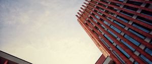 Превью обои здание, вид снизу, грани, небо, архитектура