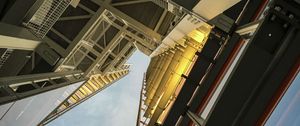Превью обои здание, вид снизу, лестница, архитектура