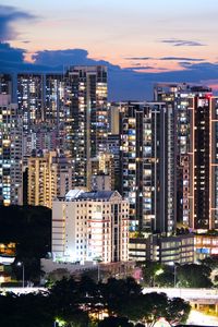 Превью обои здания, архитектура, город, закат, вечер, огни