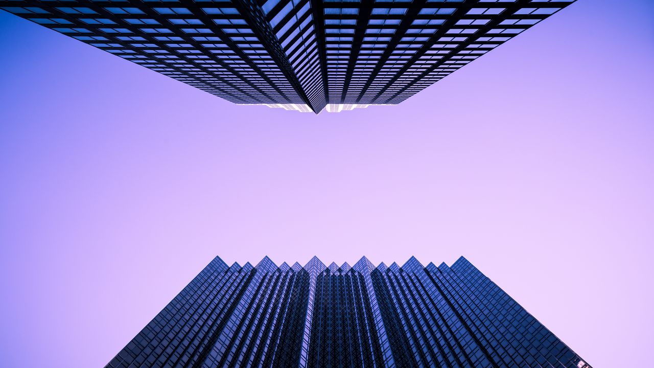 Обои здания, архитектура, вид снизу, фиолетовый