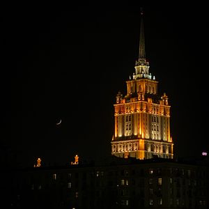 Превью обои здания, башня, архитектура, ночь, темный