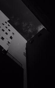Превью обои здания, чб, фасад, вид снизу