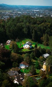 Превью обои здания, деревья, дома, город, высота, зальцбург, австрия