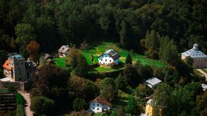 Превью обои здания, деревья, дома, город, высота, зальцбург, австрия