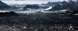 Превью обои здания, дорога, горы, город