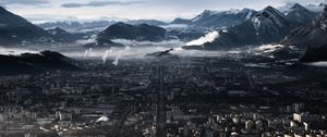 Превью обои здания, дорога, горы, город