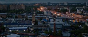 Превью обои здания, дорога, огни, ночь, город