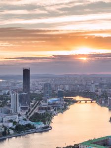 Превью обои здания, дороги, мост, река, город
