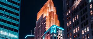 Превью обои здания, город, архитектура, ночь, огни, длинная выдержка