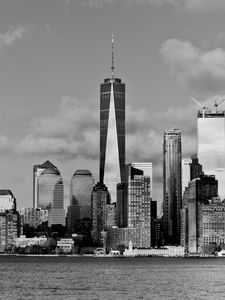 Превью обои здания, город, небоскребы, море, нью-йорк, сша