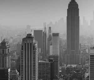 Превью обои здания, город, вид сверху, небоскребы, архитектура, чб, нью-йорк
