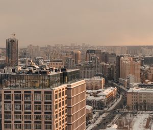 Превью обои здания, город, вид сверху, снег, зима, киев, украина