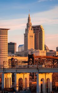 Превью обои здания, мост, архитектура, город, кливленд, сша