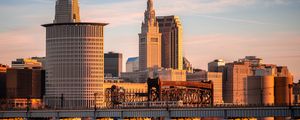 Превью обои здания, мост, архитектура, город, кливленд, сша