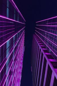 Превью обои здания, небоскребы, архитектура, подсветка, фиолетовый